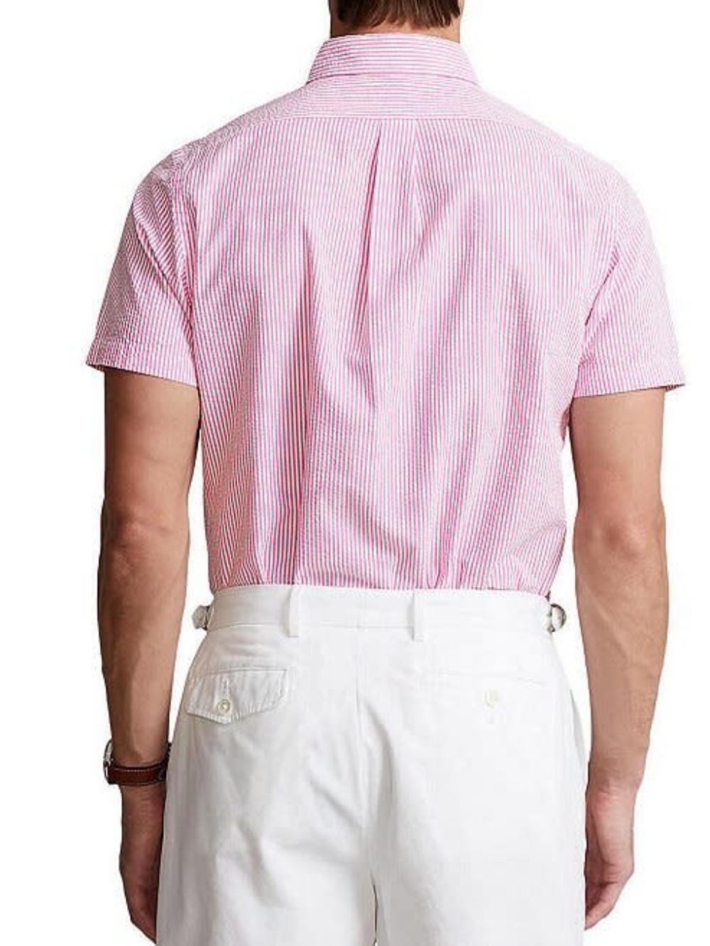 Polo Ralph Lauren Classic Fit cotton Seersucker Shirt    Pink white button down - Picture 3 of 8